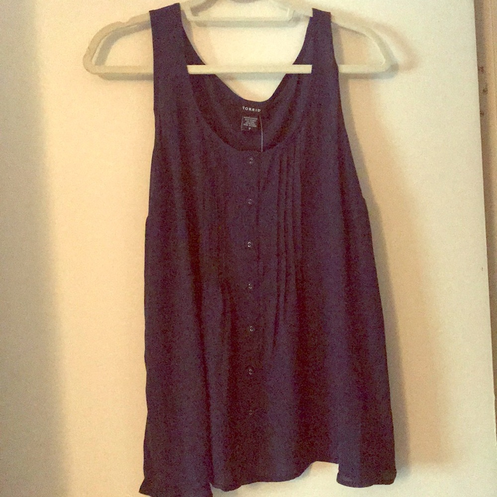 Torrid Navy Chiffon Tulip Back tank